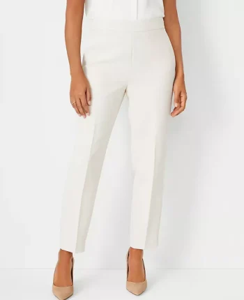 Ann Taylor Petite Pants|Petite Suits|The Petite Side Zip Ankle Pant In Fluid Crepe Ivory Whisper