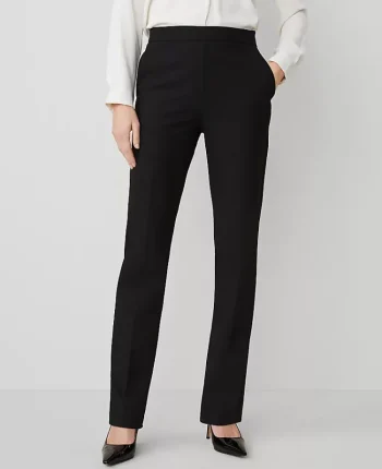 Ann Taylor Petite Pants|Petite Suits|The Petite Side Zip Straight Pant In Bi-Stretch Black