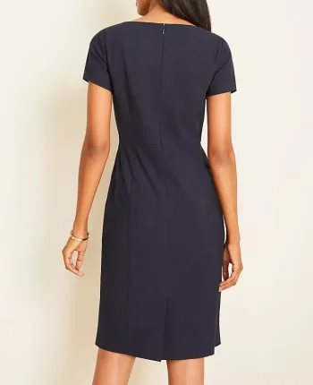 Ann Taylor Petite Suits|The Petite Square Neck Sheath Dress In Seasonless Stretch Perfect Navy