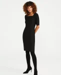 Ann Taylor Petite Dresses|Petite Suits|The Petite Square Neck Sheath Dress In Seasonless Stretch Core Black