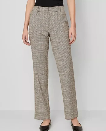 Ann Taylor Petite Pants|Petite Suits|The Petite Straight Pant In Plaid Copper/Cream Multi