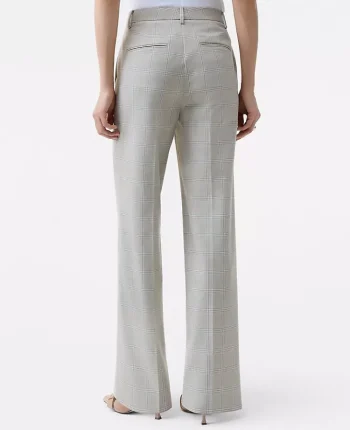 Ann Taylor Petite Pants|Petite Suits|The Petite Straight Trouser In Plaid  &mdash; Curvy Fit Tan/Blue Combo