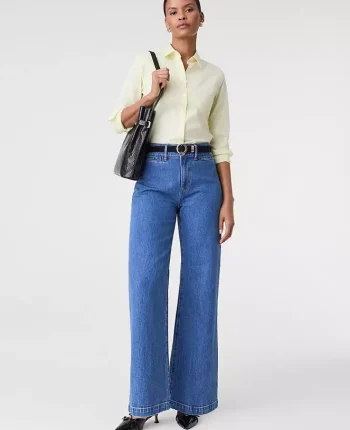 Ann Taylor Petite Jeans|The Petite Wide Leg Jean Classic Indigo Wash