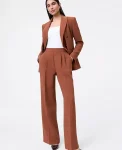 Ann Taylor Petite Pants|Petite Suits|The Petite Wide-Leg Pant In Crinkle Crepe Tortoise Shell Brown