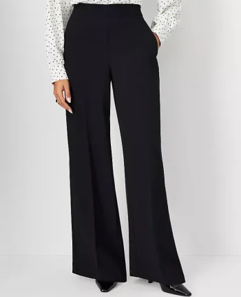 Ann Taylor Petite Pants|Petite Suits|The Petite Wide Leg Pant In Fluid Crepe Black