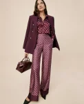 Ann Taylor Pants|Petite Pants|The Petite Wide Leg Pant In Satin Geo Print Poised Plum