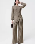 Ann Taylor Pants|The Pleated Wide-Leg Pant Dried Moss