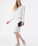 Ann Taylor Skirts|Suits|The Pocket Midi Skirt In Fluid Crepe Ivory Whisper