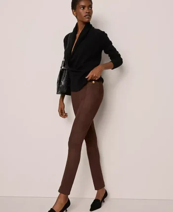 Ann Taylor Pants|The Polished Legging In Faux Suede Dark Brown