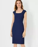 Ann Taylor Suits|Suits|The Scoop Neck Zip Pocket Dress In Bi-Stretch Pure Sapphire