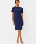 Ann Taylor Suits|Suits|The Short Sleeve Sheath Dress In Bi-Stretch - Curvy Fit Pure Sapphire