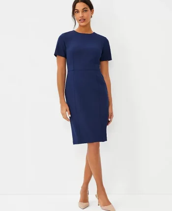 Ann Taylor Suits|Suits|The Short Sleeve Sheath Dress In Bi-Stretch - Curvy Fit Pure Sapphire