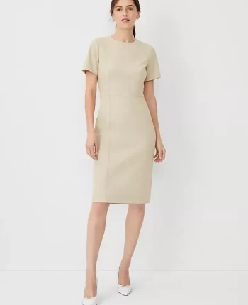Ann Taylor Suits|Suits|The Short Sleeve Sheath Dress In Bi-Stretch - Curvy Fit Toasted Oat