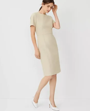Ann Taylor Suits|Suits|The Short Sleeve Sheath Dress In Bi-Stretch Toasted Oat