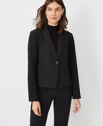 Ann Taylor Jackets And Blazers|Suits|The Shorter One Button Blazer In Fluid Crepe Black