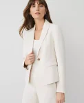 Ann Taylor Jackets And Blazers|Suits|The Shorter One Button Blazer In Fluid Crepe Ivory Whisper