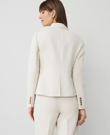 Ann Taylor Jackets And Blazers|Suits|The Shorter One Button Blazer In Fluid Crepe Ivory Whisper
