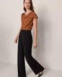 Ann Taylor Pants|The Side Button Wide Leg Pant Black