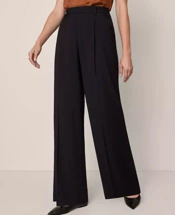 Ann Taylor Pants|The Side Button Wide Leg Pant Black