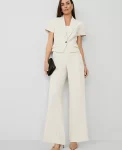 Ann Taylor Suits|Suits|The Side Zip Wide Leg Pant In Fluid Crepe Ivory Whisper