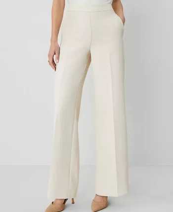 Ann Taylor Suits|Suits|The Side Zip Wide Leg Pant In Fluid Crepe Ivory Whisper