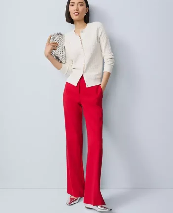 Ann Taylor Pants|The Slim Flare Trouser In Bi-Stretch Iconic Red