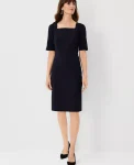 Ann Taylor Suits|Suits|The Square Neck Sheath Dress In Seasonless Stretch Perfect Navy
