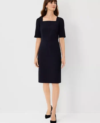 Ann Taylor Suits|Suits|The Square Neck Sheath Dress In Seasonless Stretch Perfect Navy