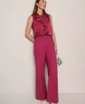 Ann Taylor Pants|The Tailored Wide Leg Trouser Berry Splash