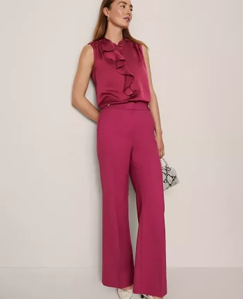 Ann Taylor Pants|The Tailored Wide Leg Trouser Berry Splash
