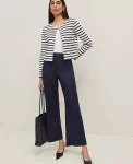 Ann Taylor Pants|The Tall Flare Ankle Pant In Linen Blend Night Sky