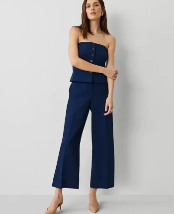 Ann Taylor Suits|Suits|The Wide Leg Cropped Pant In Fluid Crepe Pure Sapphire