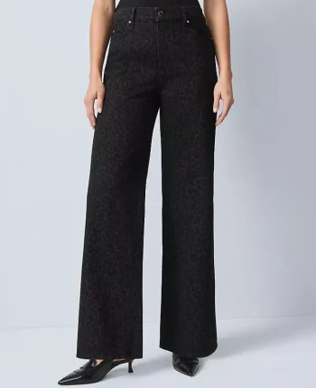 Ann Taylor Jeans|The Wide Leg Jean In Animal Print Black