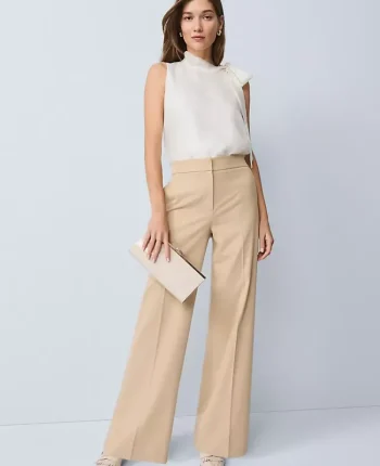 Ann Taylor Pants|Petite Pants|ThePetite Perfect Wide Leg Pant Neutral Light Tan