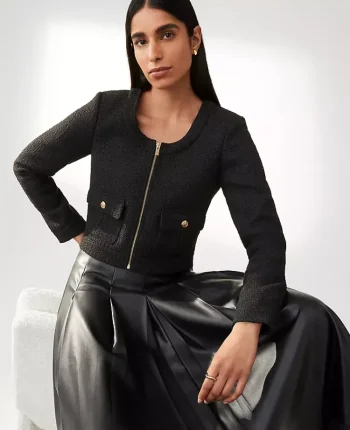 Ann Taylor Jackets And Blazers|Tweed Cropped Jacket Black