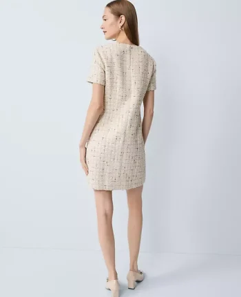 Ann Taylor Dresses|Tweed Shift Dress Gold Twist