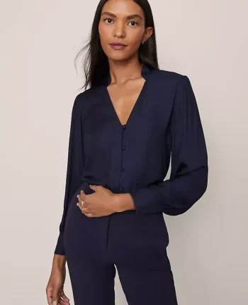 Ann Taylor Tops And Blouses|V-Neck Popover Night Sky