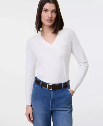 Ann Taylor Sweaters|All Sweaters|V-Neck Sweater Winter White