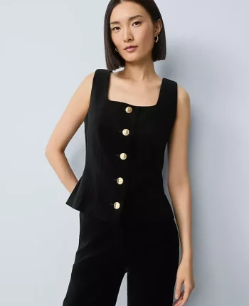 Ann Taylor Tops And Blouses|Velvet Square Neck Vest Black