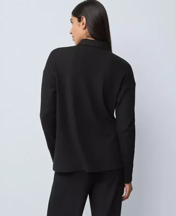Ann Taylor Sweaters|All Sweaters|Waffle Henley Lounge Top Black