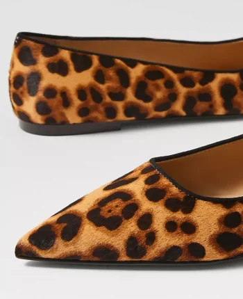 Ann Taylor Weekend Shoes|Weekend Shoes|Weekend Collection Animal Print Haircalf Pointy Toe Ballet Flat Brown Multi