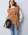 Ann Taylor Weekend Accessories|Weekend Accessories|Weekend Collection Belted Sherpa Vest Flower Pot