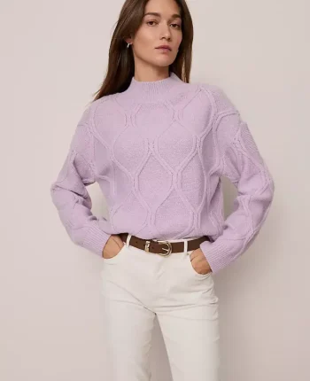 Ann Taylor Sweaters|All Sweaters|Weekend Collection Cable Sweater Lavender Frost
