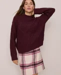Ann Taylor Weekend Sweaters|Weekend Sweaters|Weekend Collection Cable Sweater Poised Plum