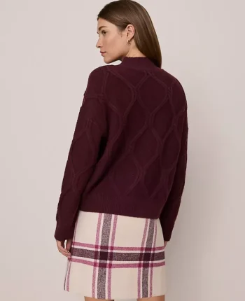 Ann Taylor Weekend Sweaters|Weekend Sweaters|Weekend Collection Cable Sweater Poised Plum