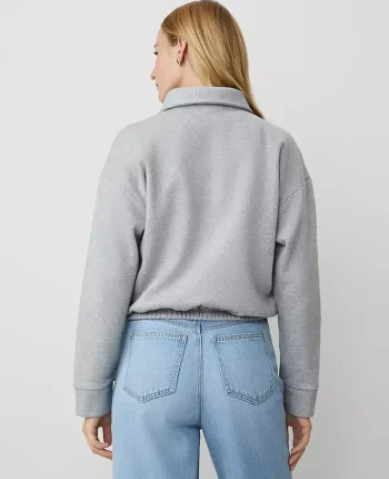 Ann Taylor Tops And Blouses|Weekend Collection Collared Sweatshirt Grey Cloud Heather