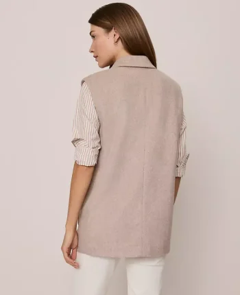 Ann Taylor Jackets And Blazers|Weekend Collection Double Breasted Vest Vintage Taupe Melange