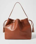 Ann Taylor Weekend Accessories|Weekend Accessories|Weekend Collection Drawstring Bucket Bag Brown Toffee