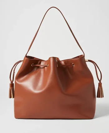 Ann Taylor Weekend Accessories|Weekend Accessories|Weekend Collection Drawstring Bucket Bag Brown Toffee