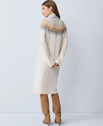 Ann Taylor Weekend Dresses|Dresses|Weekend Collection Fair Isle Sweater Midi Dress Grey